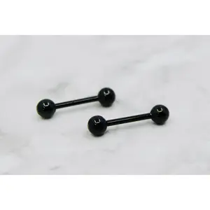 Titanium Black Nippe Ring, Plain Black Titanium Internally Threaded Nipple Piericng Barbell Jewelry,14G Nipple Barbell Body Piercing Jewelry