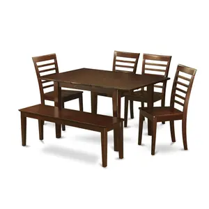 6  Pc  Dining  room  set  with  bench  -Table  with  4  Chairs  and  Dining  Bench