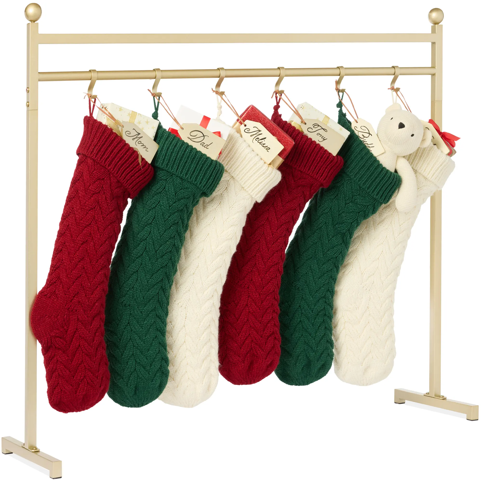 Best Choice Products 3ft Christmas Stocking Stand, Hanging Holiday Décor Display w/ Name Tags, Chalk Marker