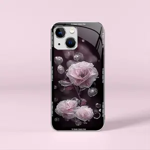Night Dew Flower for【iPhone 13 Mini】Elegant Electroplating Glass Case--975