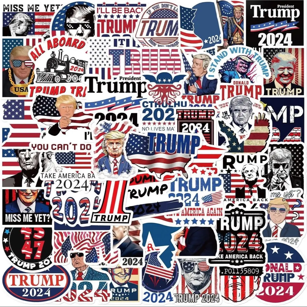 50 Piece President Donald Trump 2024 Sticker Pack - Trump Campaign Stickers 2024 -