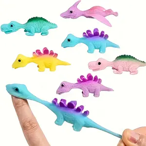 6pcs Dinosaur Finger Bow Toys, Christmas Gift for Grandchildren, Mini Rubber Dinosaur Finger Bows, School Prize, Birthday Party Gifts