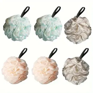 6pcs Lace Bath Bombs, Beautiful Soft Bath Flowers, Shower Sponge, Exfoliating Sponge, Foam Bath Towel, Non-Dissipating Shower Flowers, Gradient Color Bath Balls, Rich Foam Suds, Soft PE Shower Scrubber