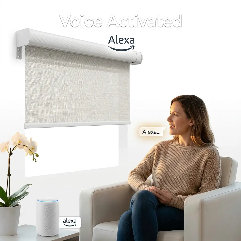 Smart WiFi Alexa Remote Control Electric Roller Blinds, Curtain Blinds, Home Decoration Curtain, Home Textile, Interior Decoration Accessories, Blackout Window Cover