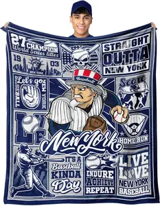 New York Baseball Blanket, Baseball Gifts for Men Boys, Baseball Stuff Fans Coach Gifts Blanket Throws for Birthday Christmas