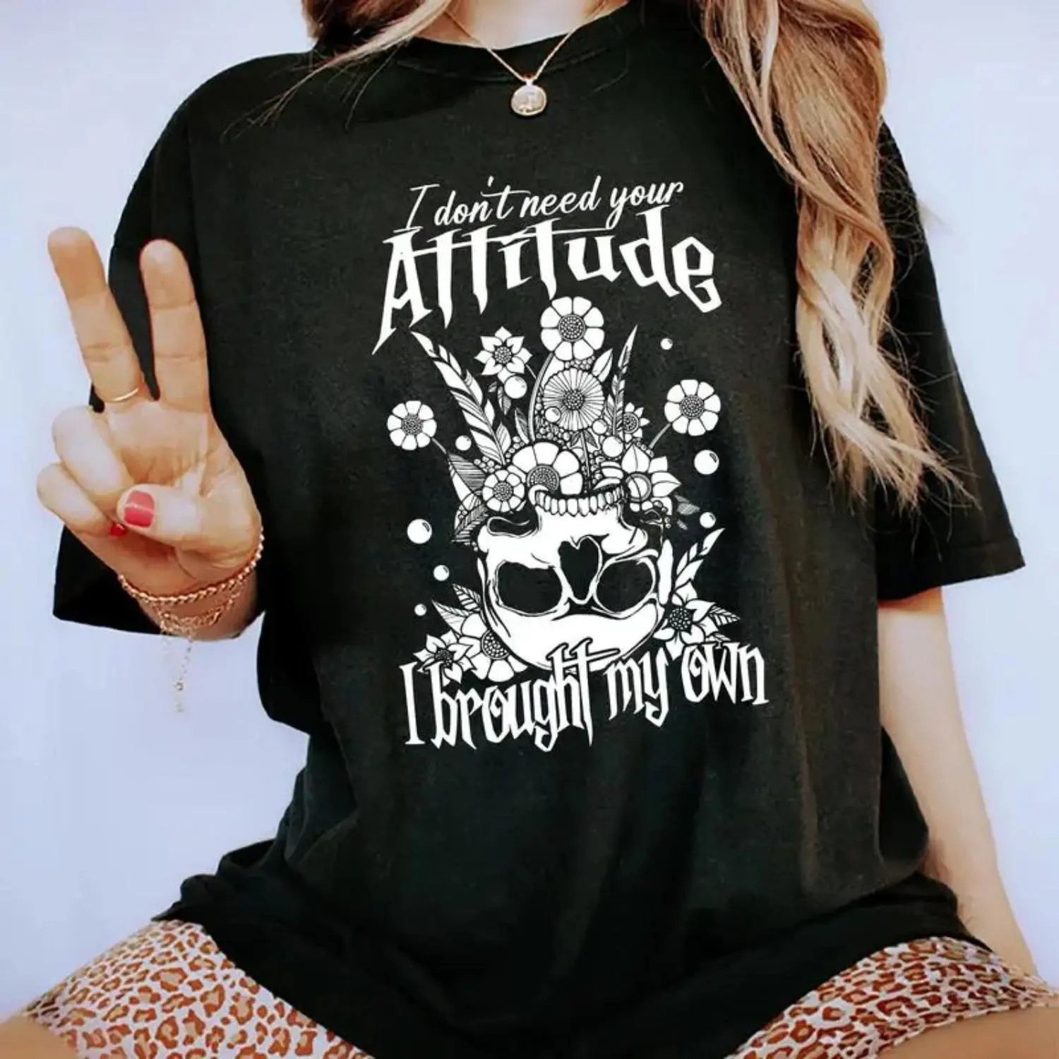 Funny Floral Skeleton T Shirt with Flower Skull Graphic Unisex Cotton Tee for Men and Women