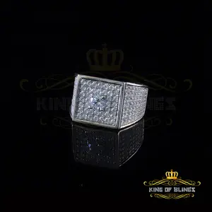 9.50ct Cubic Zirconia White Silver Square Men's Adjustable Ring From SZ 9 to 11
