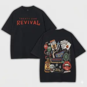 Treaty Oak Revival Graphic Tee, Vintage Casino Cards Shirt, Retro Band Style Unisex Top