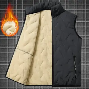 Men's Lightweight Sleeveless Jacket with Full-Zip Closure - Warm Polyester-Filled Winter Coat ,Windproof Outdoor Vest for Hiking, Camping, Skiing , Hand Washable, Casual Winter Wear (Black/Grey)  , Solid Color, Suitable for Autumn/Winter Seasons  Menswear