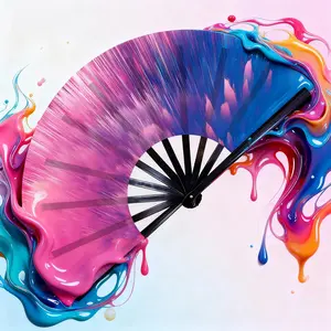 28cm Twilight Sunset Folding Fan, Thick Oil Painting Texture, Photography Prop, Romantic Proposal Scene Decorator Fan