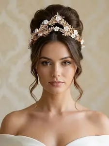 Bride Wedding Handmade Leaf Flower Crown, Forest Fairy Hair Comb Accessory, Beautiful Birthday Party Dress Decoration