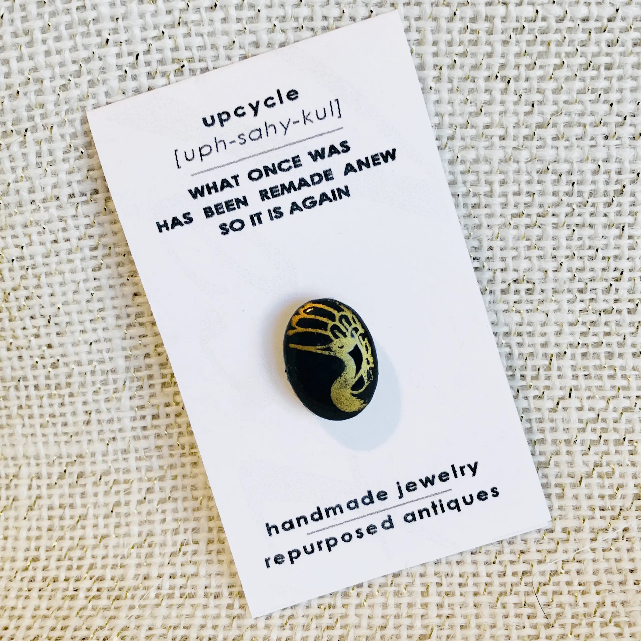Upcycled 1920s Art Deco Gilded Peacock Motif Lapel Brooch Magnet, Hand-Painted Italian Glass Fashion Accessory | Limited Edition Collectible