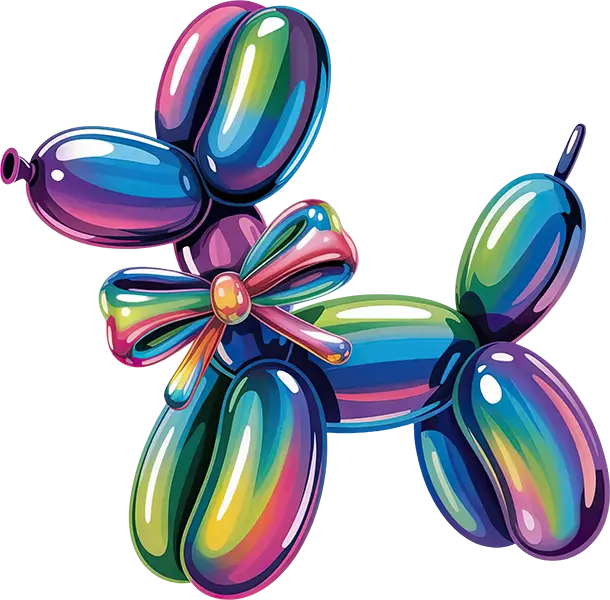 DTF Transfer – Balloon Dog Iridescent Multi Sizes (BA-DG004)