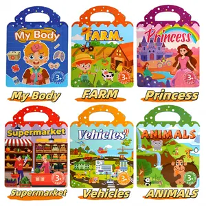 Quiet Activity Repeated Situational Cognitive Sticky Book Set, 6 Counts/set Reusable Cognitive Busy Book for Toddlers, Perfect Gift for Boys and Girls, Stickers, Sticker Sheets, Sticker Packs