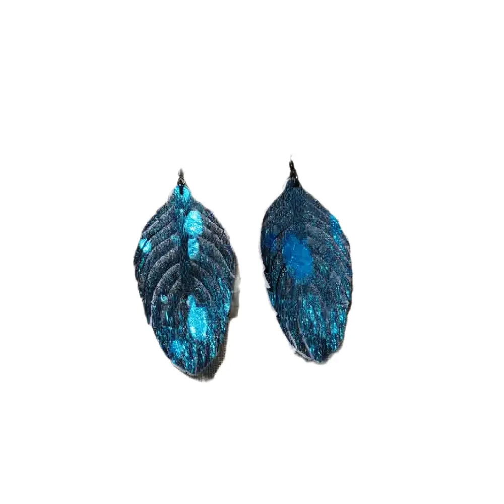 Handmade Acid Wash Black & Turquoise Genuine Hair-On Cowhide Earrings