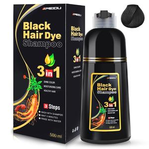 MEIDU 3 in 1 Hair Dye Shampoo - Can cover gray hairs,Herbal Ingredients,Contains Ginseng Extract,Natural Haircoloring, black hairdye