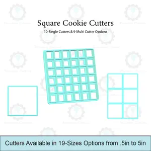 Square Cookie Cutters | 10-Single Cutters & 9-Multi Cutter Options
