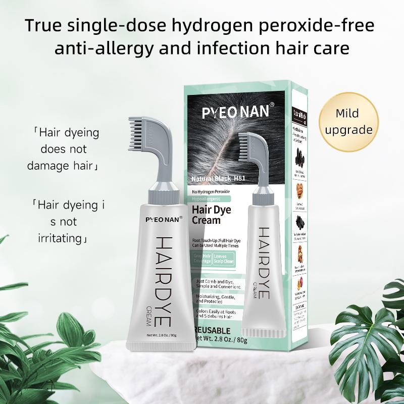 PYEONAN Unisex Professional Hair Dye Comb - Natural Plant-Based! No Bleaching, 2 in 1 Instant Magic, Grey Hair Coverage & Haircare Combined. Grey Turns to Black or Drak Brown Easily. Herbal Ingredient Hair Color, 2.8Oz./80g, Nourish and Shine