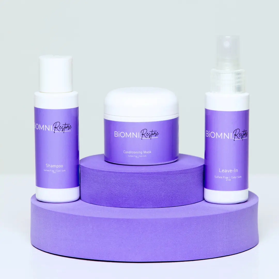 BiOMNI - MINI Beauty Bundle - Shampoo, Conditioning Mask & Leave-in Conditioner -Travel size (2 oz each)