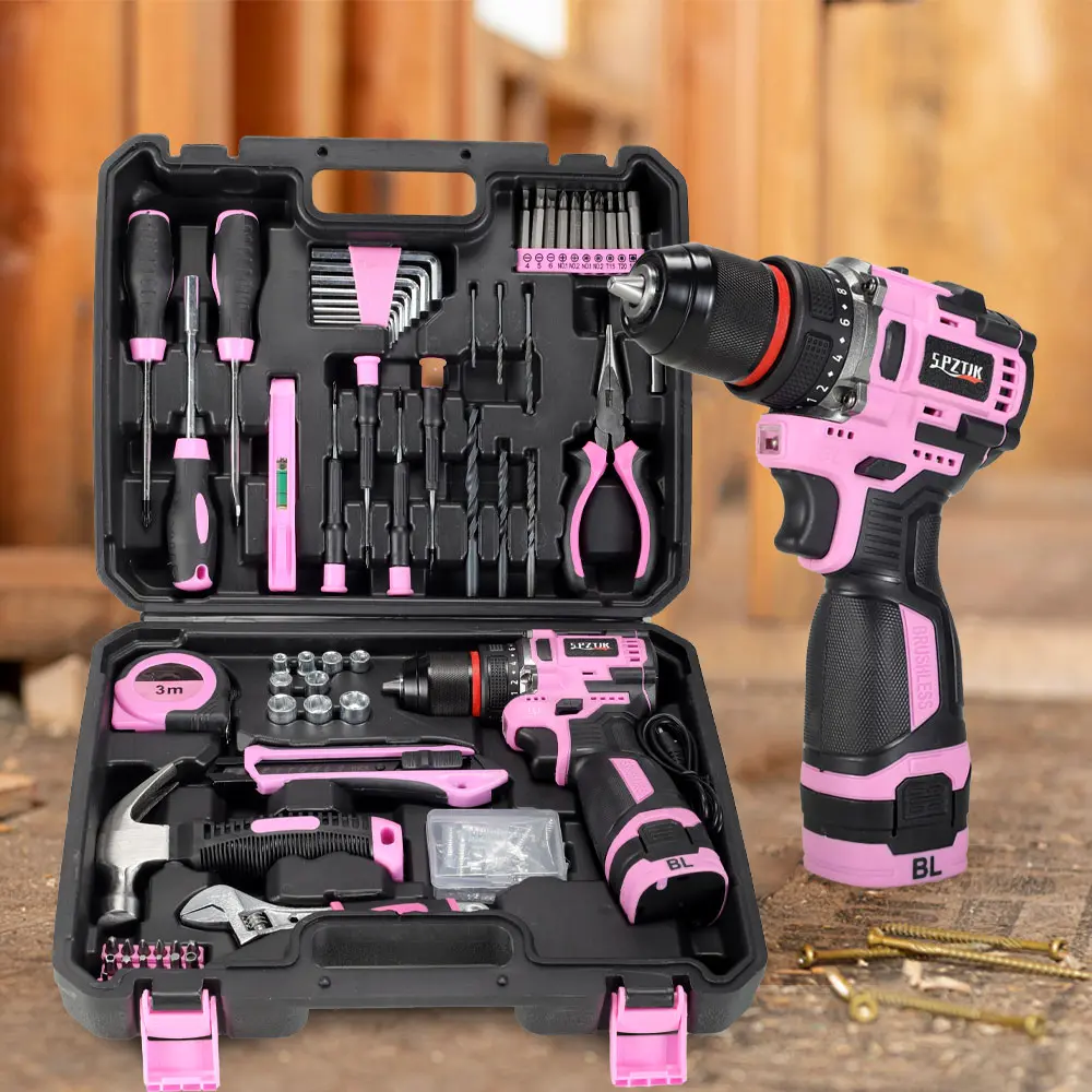 36V Cordless Electric Drill With Battery, Household Tools Set, Cordless Impact Wrench, Hand Tool, Portable Tool Box