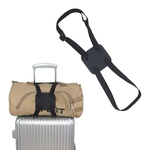 Adjustable Luggage Strap for Suitcase and Carry On Bags, Elastic Travel Bag Bungee Belt for Add a Bag Setup, Heavy Duty Suitcase Secure Strap for Airport Travel Accessories Black
