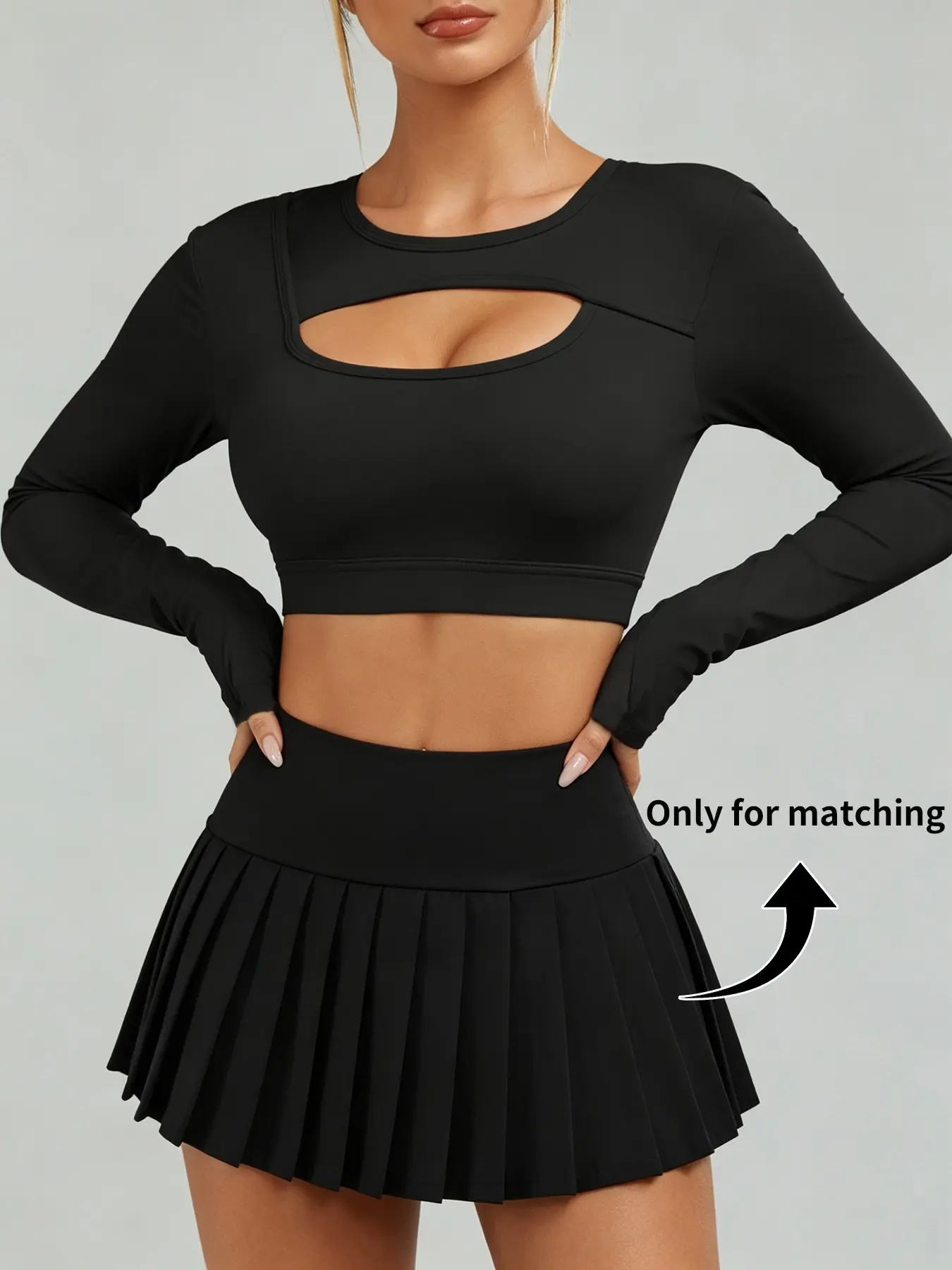 Women's Sporty Yoga Top, Sexy Hollow Out Tight Long Sleeve, Ideal for Gym, Pilates, Outdoor Activities, Casual Daily Wear, Fitness Top