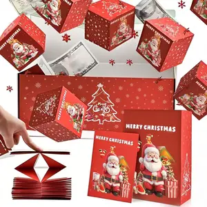 Surprise Box Gift Box for Money, Christmas Money Surprise Box, Folding Bouncing Red Envelope Gift Box, Folding Pop-Up Explosion Gift Box for Christmas