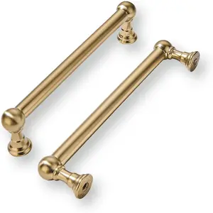 2 Pack 5 Inch Hole Center Champagne Bronze Cabinet Pulls Heavy Duty Solid Satin Brass Cabinet Handles for Cabinets Dressers Kitchens Bathroom
