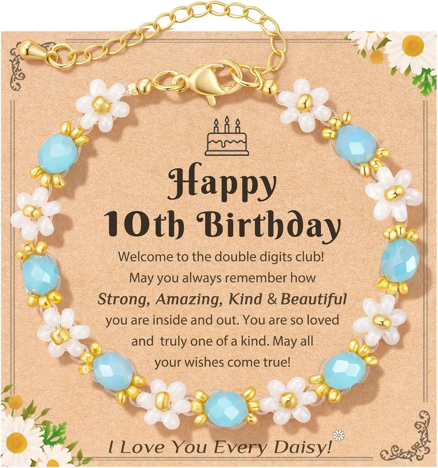 Cute Daisy Bracelet, Love You Every Daisy, Flower Gifts for Girls | Daisy Symbolizes Hope Innocence New Beginning, A Sweet Daily Reminder to Bloom with Courage Stay Confident Believe In Herself
