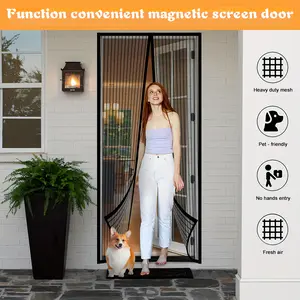 Heavy-Duty Retractable Screen Door with Seamless Mesh, Pet-Friendly Insect Barrier, Durable Polyester Fiber, No Electricity Required, High-Quality & Odorless, Ideal for Home & Pet Owners, Door Screens for Home, Modern Door Accessory