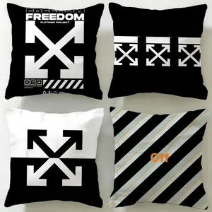 fashion brand off white Cushion Cover Ultra-Soft Reversible Plush Pillow Cover | Double-sided fluffy comfort for car, sofa, bedroom | Skin-friendly fabric | Easy clean & maintain | Stylish home decor | Perfect gift for family & friends