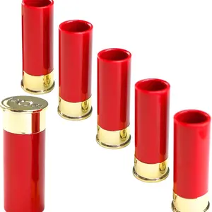 Shotgun Shell Shot Glass Cups Set, Red, 4- Pack Drinkware Plastic Reusable Bottles Mug Tumblers