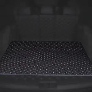 PU Leather Car Trunk Pad Retro Diamond Pattern Car Cargo Mat Water -proof Easy to Clean Trunk Protection Pad Anti-Slip All Weather Protection Leather Trunk Carpet Liners Suitable for 99% Car Model Trunk