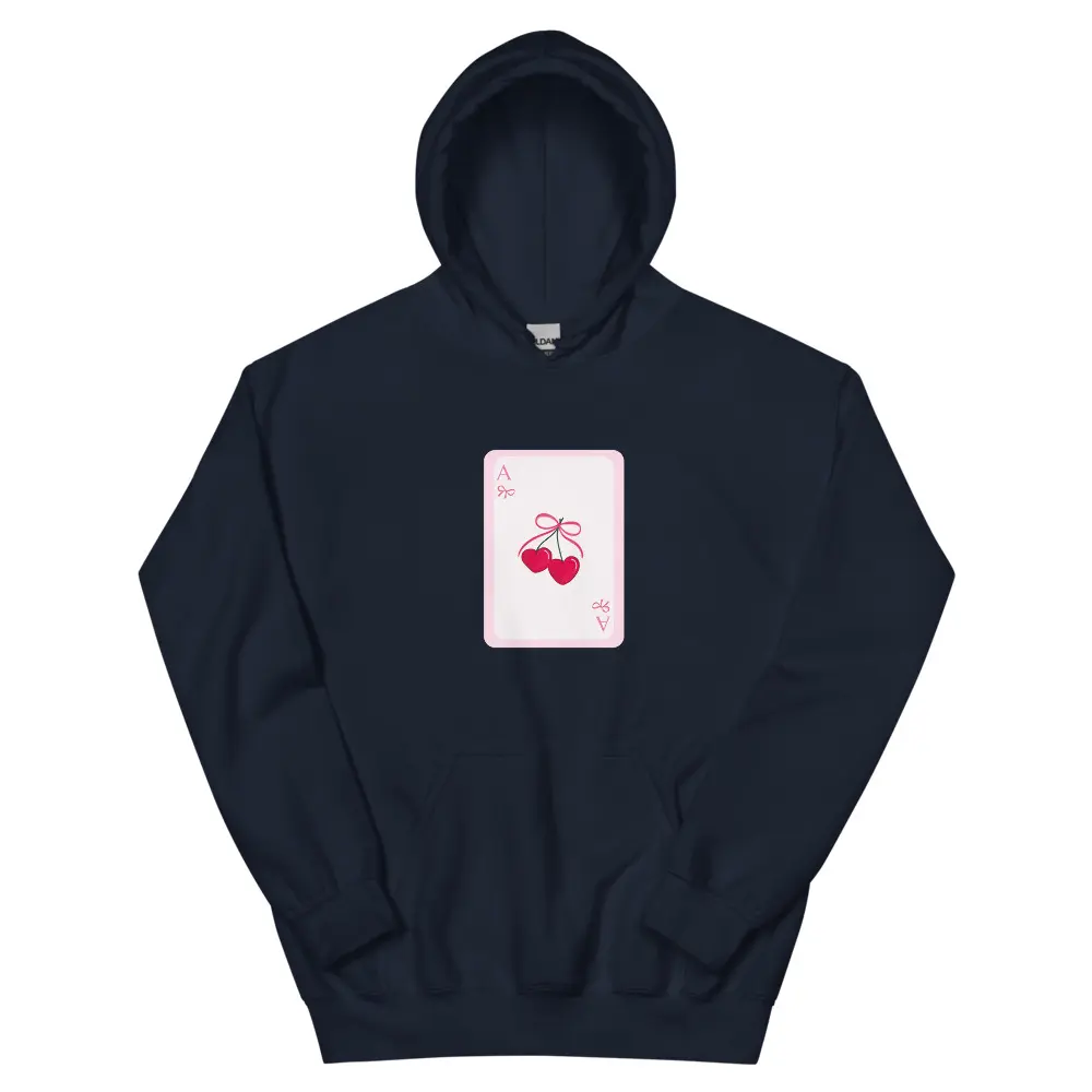 cherry ace playing card hoodie Soft Pocket Fabric