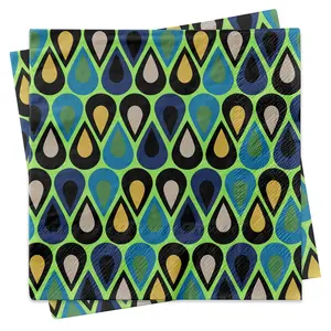 Mini Teardrops Blue Mid Century Modern Cocktail Beverage Napkin