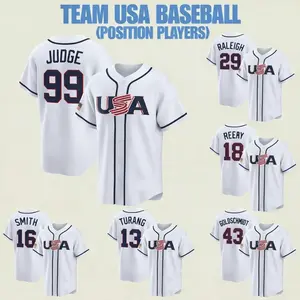 Men's Custom "Position Players" Team USA Baseball Jersey 2026 World Classic USA White Stitched Fan Shirt Premium Polyester Blend Unisex Relaxed Fit