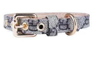 Luxury Designer Pup Collar with Gold Buckle and Stylish Pattern for Stylish Pets