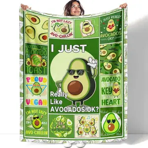 Avocado Throw Blanket, Vegan Friut Funny Quotes, Soft Cozy Fleece Blanket for Couch Bed, 40 x 50 Inches