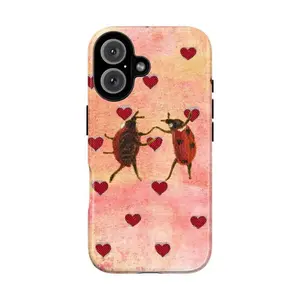 Ladybug Love iPhone Case| Romantic Pink Heart Insect Art Phone Cover for iPhone 7 8 X 11 12 13 14 15 16 17Protection Starry
