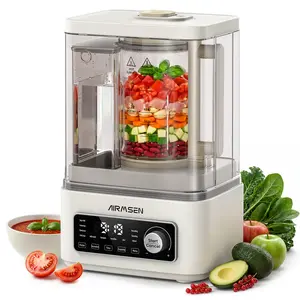 AIRMSEN 9-IN-1 Hot & Cold Professional Blender, Independent Water Supply System & Steam Heating, 1200W+500W High Power, 51 Oz Kitchen Milkshake Smoothie Maker, Stainless Steel Blades for Nuts, Frozen