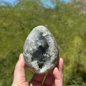 Dreamy Celestite Geode Egg Healing & Metaphysical Properties Crystal Collection Natural Stone Egg for Healing Practices