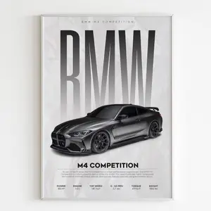 BMW M4 Competition Poster v1  | Hyper Car Poster, Product without frame