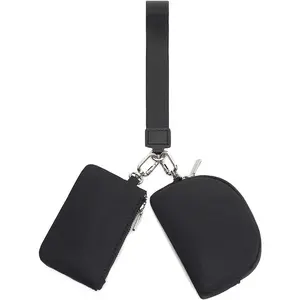 Mini Zip Around Wristlet Wallet 1 Set Detachable Dual Pouch Portable Coin Purse Keychain for Women Daily Travel Outdoor Fashion Small Handbag TikTok Popular Women Accessories