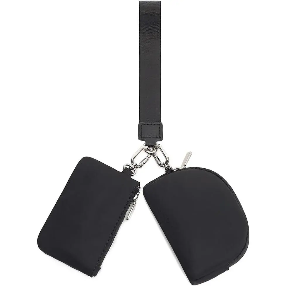 Women's Chic Skin-Friendly Nylon Clutch Wristlet, 2-Piece Detachable Pouch Set with Metal Buckle, Lightweight Micro Handbag for Daily Travel - Small Wallet Pouch Women's Clutches & Wristlets