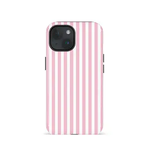 Pink & White Thin Stripes Shockproof 2‑in‑1 Film phone case for iPhone 17 air 16 Pro max 15 plus 14 Pro 13/12/11/X/XR/XSMAX sublimation phone case compatible with Samsung Galaxy S25 ultra S24 plus S23 FE S22/S21 anti-yellowing aesthetic cuteee latest vira