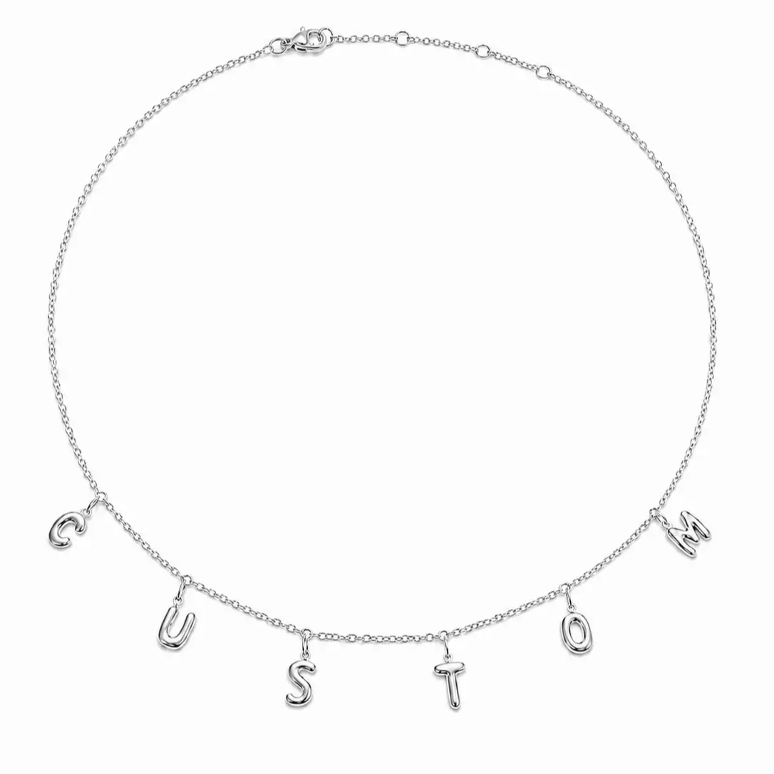 Ziva Viva Custom Name Necklace for Women, Personalized Bubble Letter Charm Initial Jewelry, Dainty Gift for Her
