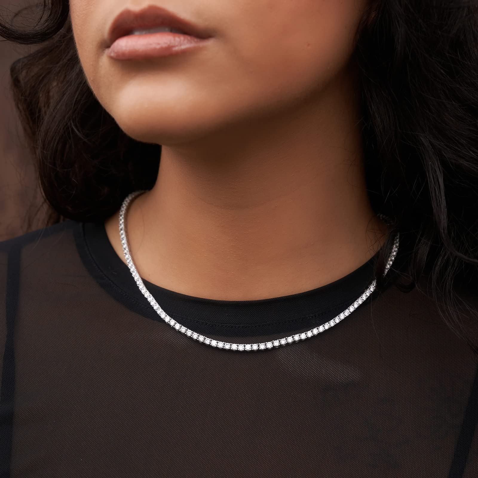 Hip Hop Jewelry 3/4/5/6MM 1 Row Iced Out Tennis Chain Bling CZ Men Diamond Cubic Zirconia Choker Necklace Women Drop Shipping