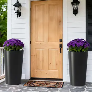 ARCH 2 Pack Tall 21.7 in Planters for Outdoor Plants Modern Tall Square Planter Box Indoor Outdoor Porch Patio Flower Pot Modern Big Tapered Matte Tree Flower Pot for Garden, (Black)