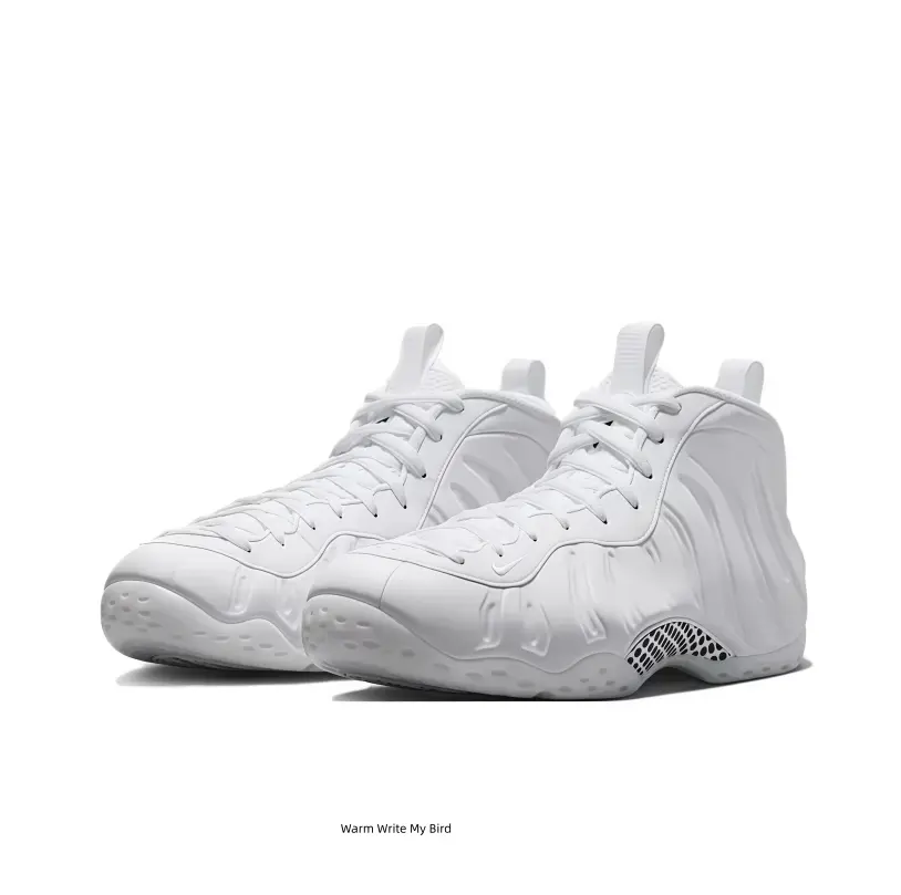 Retro Street Hip‑Hop Sneakers for Men Women, Solid All‑White Smooth Foam Mid‑Top Shoes, Fashion Wavy Embossed Upper, Lightweight Non‑Slip Icy Outsole for Sports Vacation Indoor Outdoor Use