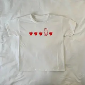 Strawberry Bunny T-Shirt | Soft Girl Style | Y2K | Retro Cartoon | Preppy | Cute Bunny | Harajuku Style | Sweet Girly Style